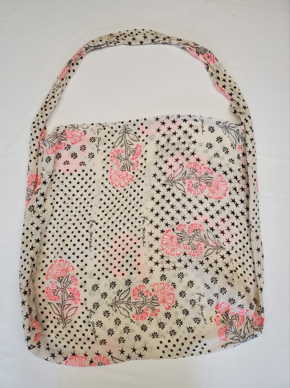 Free People Crossbody Bag Cream Star Floral Print Cotton Boho Sling